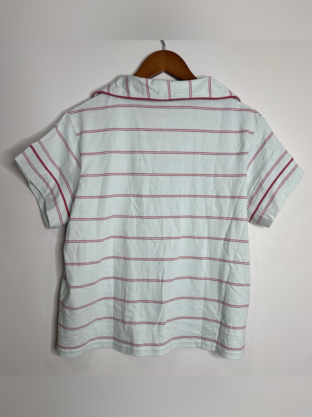 NWT Pact Organic Cotton Blue Red Striped Button Up Pajama Shirt Medium - Picture 7 of 7